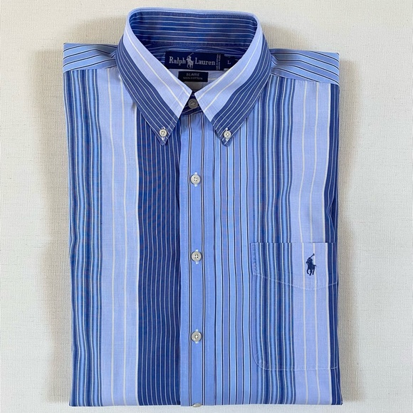 RALPH LAUREN Classic 100% Cotton Stripe Men’s Blaire Shirt, Size Large - Picture 9 of 14